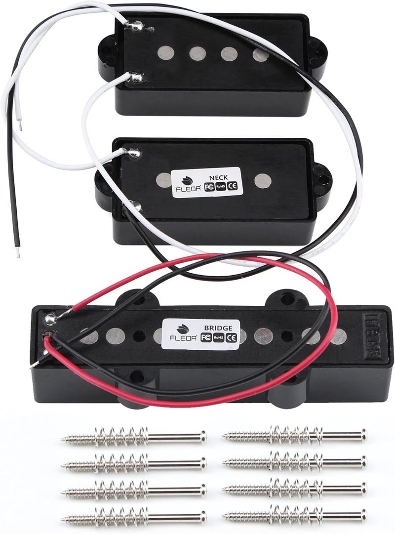 FLEOR Alnico 5 PJ Bass Pickups Neck Bridge Pickups Set for 4-String PB JB Bass Electric Bass - Image 4